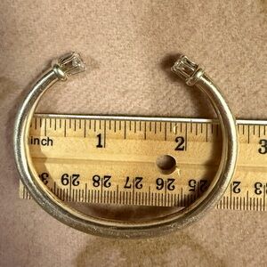 HEAVY vtg Sterling silver open cuff bangle bracelet with sparkly stone Accents